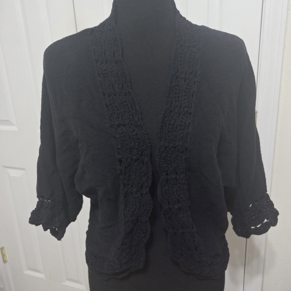 Jessica London Black Open-Front Sweater